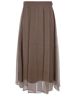 Brunello Cucinelli Elastic Waist Midi Skirt - Brown