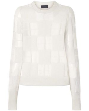 Haikure Paul Checked Mesh-Trimmed Knitted Sweater - White