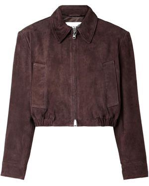 Agolde Nahla Cropped Suede Jacket - Brown