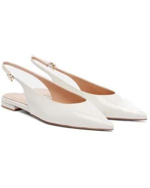 Gianvito Rossi Patent Leather Slingback Flats - White