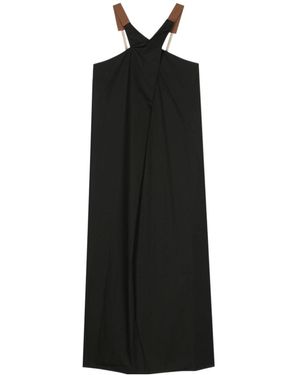 Alysi Crossover-Strap Poplin Midi Dress - Black