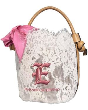 Ermanno Scervino Small Logo-Embroidered Floral-Lace Tote Bag - Pink