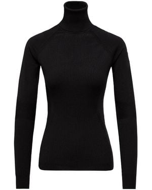 Moncler Wool Blend Polo Neck Sweater - Black