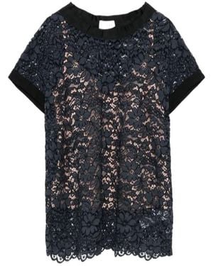 P.A.R.O.S.H. Corded-Lace T-Shirt - Black
