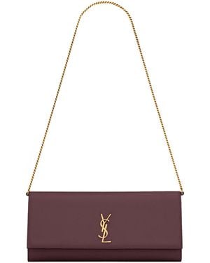 Saint Laurent Kate Foldover Top Clutch Bag - Purple
