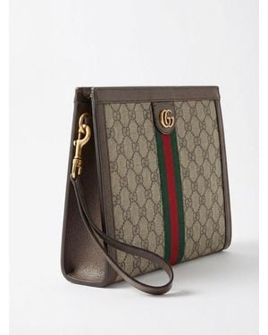 Gucci Ophidia Web Wristlet Bag - Brown