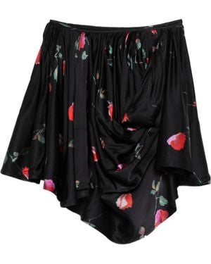 Ganni Printed Draped Mini Skirt - Black