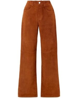 Stouls Spliced Suede Straight-Leg Trousers - Brown