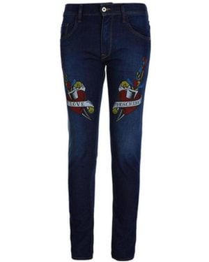 Moschino Heart Printed Jeans - Blue