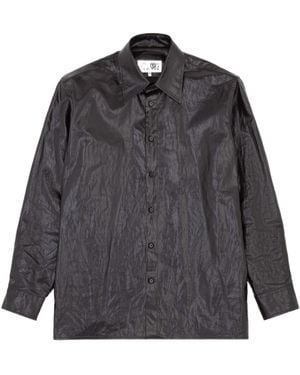 MM6 by Maison Martin Margiela Shiny Coated Linen Shirt - Gray