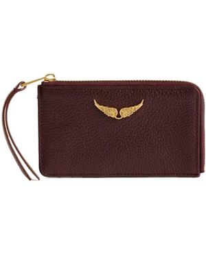 Zadig & Voltaire Logo Plaque Zipped Card Case - Purple