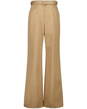 Gabriela Hearst Belted Wide-Leg Trousers - Natural