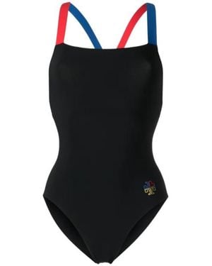 Tory Burch Colorblock Cross-Back Swimsuit - Black