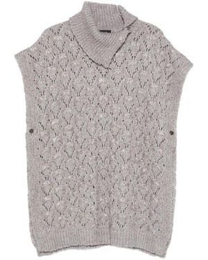 Fabiana Filippi High Neck Knitted Cape - Grey