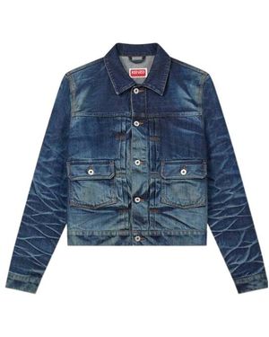 KENZO Logo Patch Denim Jacket - Blue