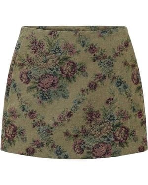 Ba&sh Floral Woven Mini Skirt - Multicolor