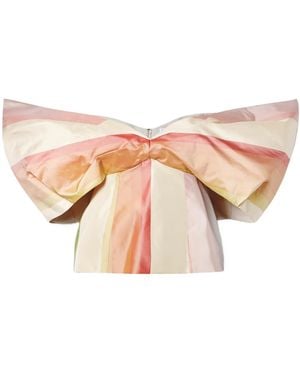 Rosie Assoulin Making Your Point Off-The-Shoulder Striped Silk-Taffeta Top - Pink