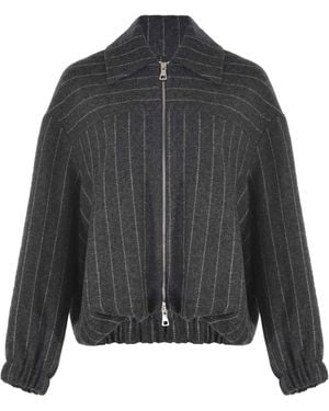 Alysi Striped Zip-Up Jacket - Gray