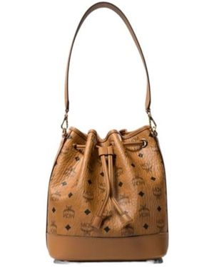 MCM Hogan Dessau Monogram Printed Bucket Bag - Brown