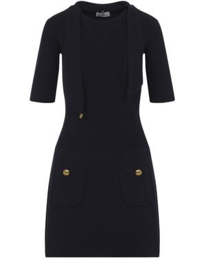 Elisabetta Franchi Ribbed Mini Knitted Dress - Black