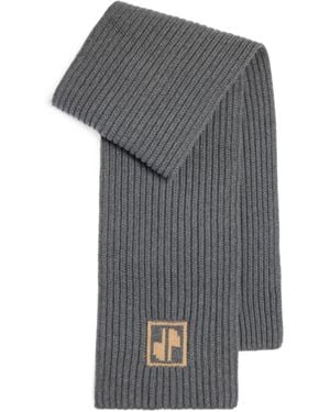 Patou Logo Intarsia Knit Scarf - Grey