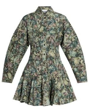 Ganni Tapestry Floral Shirt Dress - Green