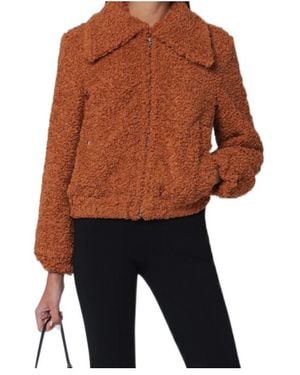 Patou Textured Zip-Up Coat - Brown