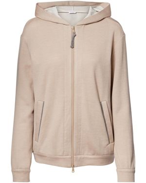 Brunello Cucinelli Monili Cotton And Silk-Blend Hoodie - Natural