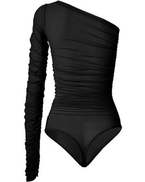 Wolford Sheer Drape Thong Body - Black