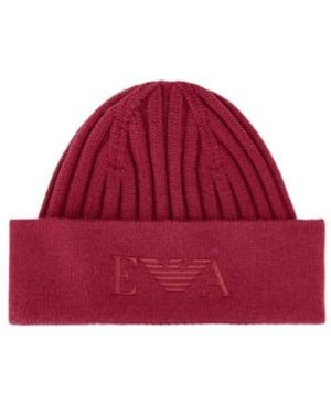 Emporio Armani Logo-Embroidered Ribbed Beanie Hat