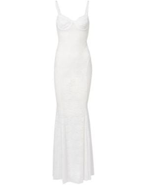 Norma Kamali Lace Corset Fishtail Gown - White