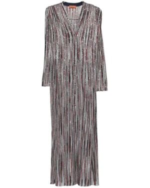 Missoni Striped V-Neck Cardigan - Grey