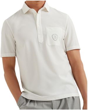 Brunello Cucinelli Logo Detailed Short-Sleeved Polo Shirt - White