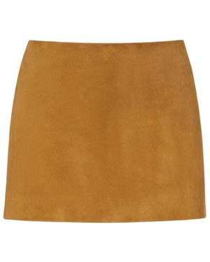 KHAITE Jett Suede Miniskirt - Natural
