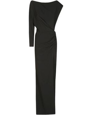 RED Valentino One-Word Shoulder Asymmetrical Design Dress - Black