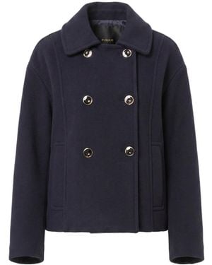 Pinko Double-Breasted Pleated Jacket - Blue