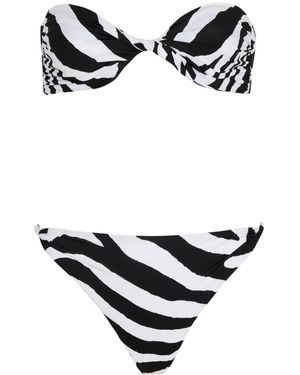 Balmain Zebra Two-Piece Swimsuit - White