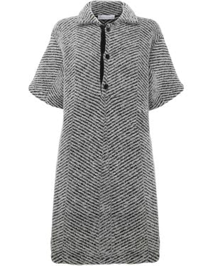 JW Anderson Logo-Plaque Knit Polo Dress - Grey