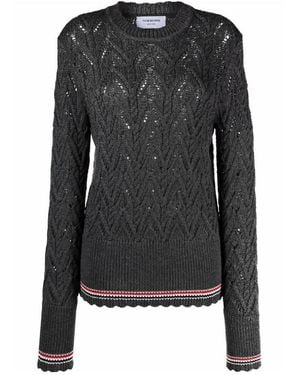 Thom Browne Pointelle-Knit Merino Jumper - Black