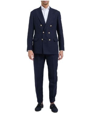 Brunello Cucinelli Long-Sleeved Suit And Pants Set - Blue