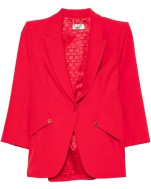 Elisabetta Franchi Logo-Plaque Blazer And Straight-Leg Pants Suit - Red