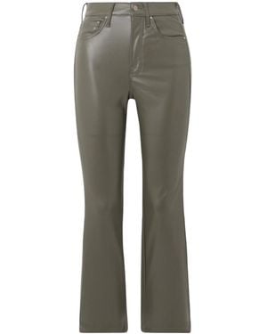 Mother Insider Flood Faux Leather Cropped Flared Trousers - Grey