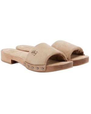 Brunello Cucinelli Suede Clogs - Natural