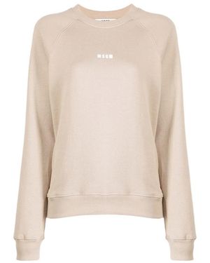 MSGM Logo-Print Jumper - Natural