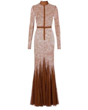David Koma Sheer Lace Gown - Brown