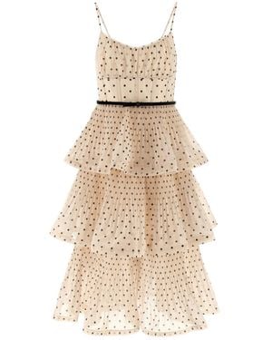 Zimmermann Pleated Tiered Midi Dress - Natural