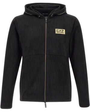 EA7 Long Sleeve Hooded Sweatshirt - Black