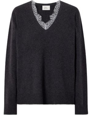 Loulou de Saison Leyla Lace Trim Jumper - Black