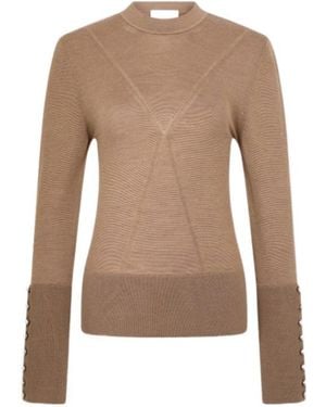 Rabanne Button-Cuff Long-Sleeve T-Shirt - Brown