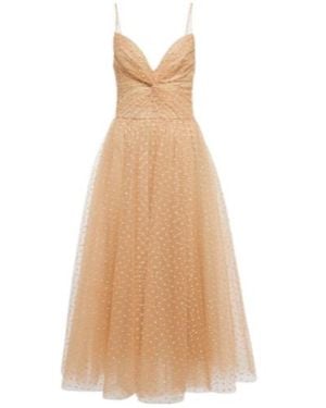 Monique Lhuillier Dotted Tulle Midi Dress - Natural